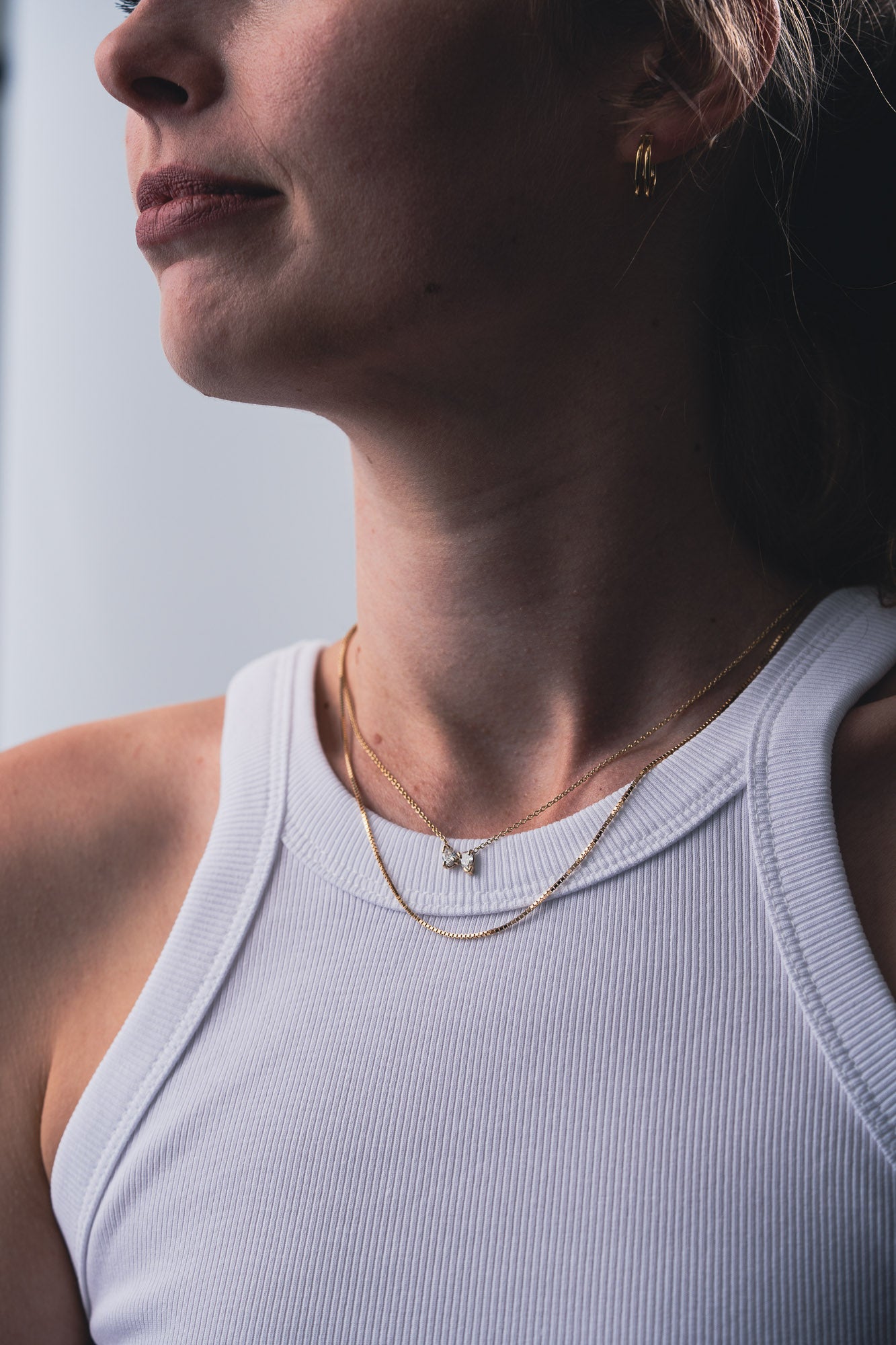 Unique two pear necklace made with recycled materials