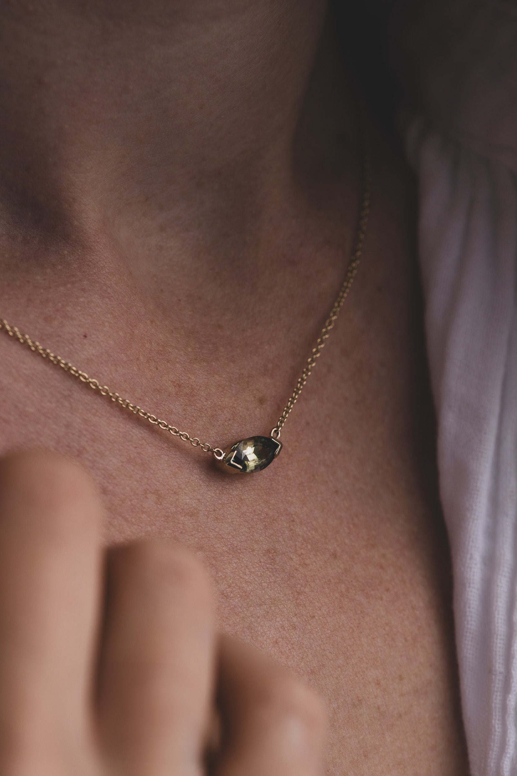 Bicolour Green Sapphire Necklace Rare Natural Gemstone One-of-a-kind-gold